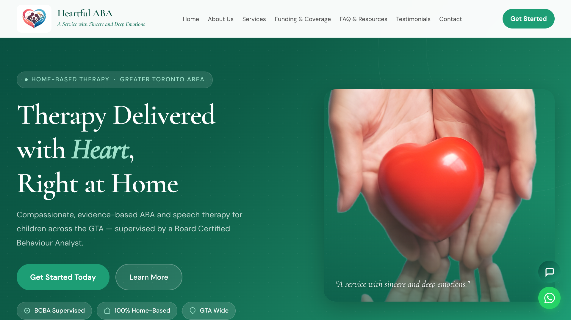 Web Launch Co – Healthcare website design for Heartful ABA, GTA Canada